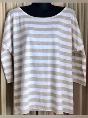 Attention Large White/Gold 3/4 Sleeve Blouse(NWOT)